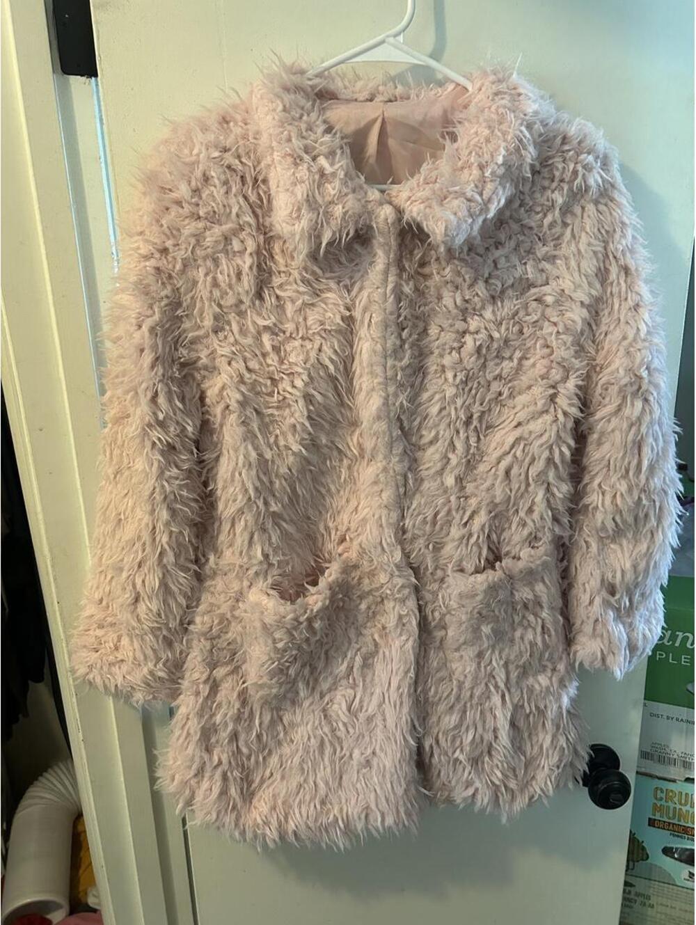 Brand new Pink shaggy long hair faux fur coat with pockets size S